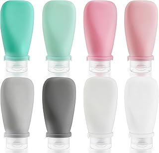 8 Pcs Silicone Travel Bottle,Leak Proof TSA Compliant Travel Makeup Toiletry Cosmetic Container Tube Squeezable With Flip Cap for Toothpaste,Shampoo,Lotion,Conditioner,Body Wash-8 Color (3 Ounce)