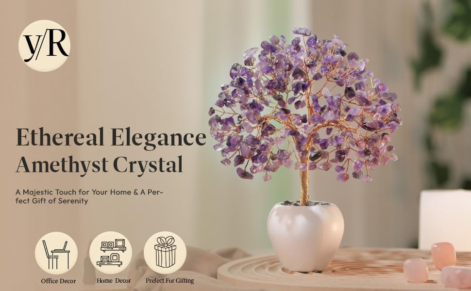 Miniatura 2 de YUVDIPR Árbol de cristal de amatista, cristales espirituales, decoración de meditación, cristales para la suerte, regalos de energía positiva,