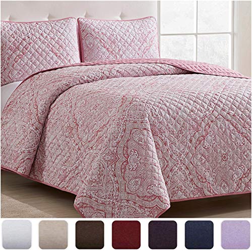 Mellanni Bedspread Coverlet Set Medallion Coral Comforter Bedding Cover Oversized 3 Piece Quilt Set King Cal King Medallion Coral Buy Online In Guernsey At Guernsey Desertcart Com Productid 181444299