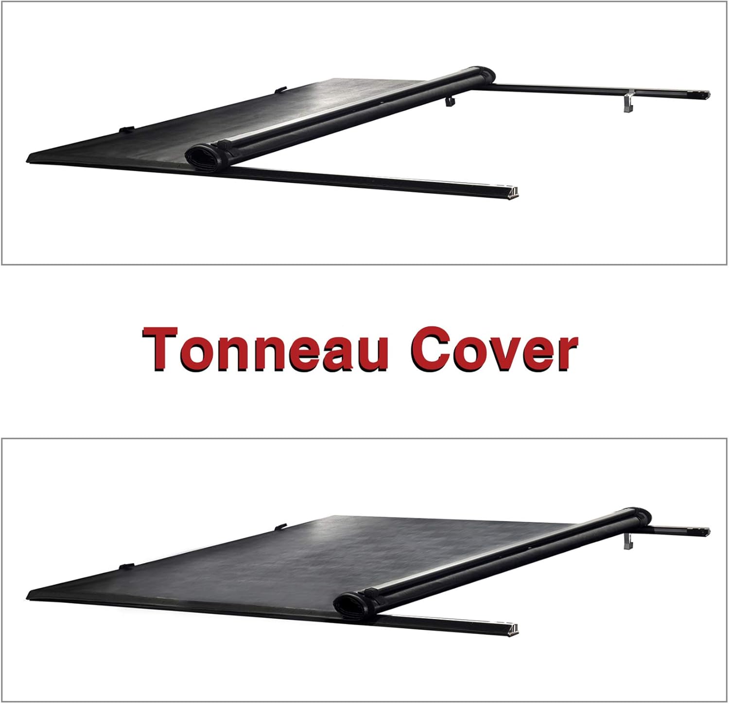 Black Soft Vinyl Roll up Lock Tonneau Cover|Clamp On No Drill Top+Mounting Hardware fits 15-2020 F150 6.5' Styleside Bed