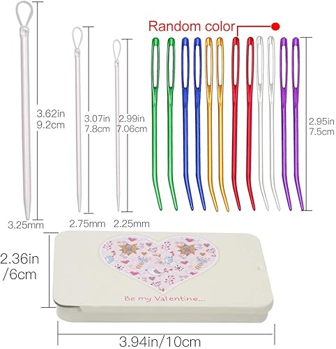 Miniatura 10 de UOOU Aguja de hilo, aguja de tejido, agujas dobladas para ganchillo, agujas grandes para oscurecer los ojos con caja de almacenamiento para tejer