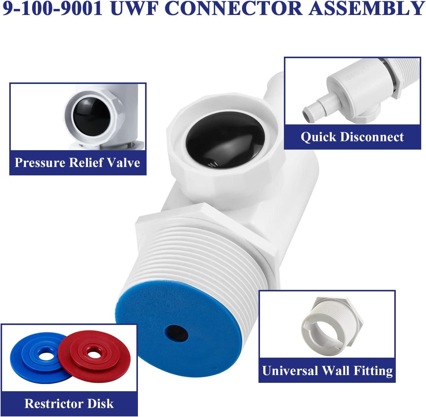 Funmit 9-100-9001 Universal Wall Fitting Connector Assembly Compatible with Polaris 180 280 280 380 3900 Sport and 480 Pro Automatic Pool Cleaners