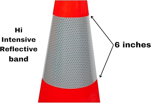 Miniatura 3 de Paquete de 10 conos de seguridad de tráfico de PVC naranja de 18 pulgadas con collar reflectante (10 conos)