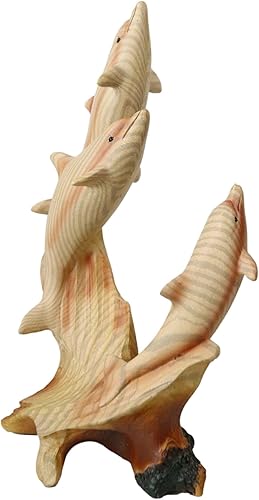 Miniatura 4 de Ebros Gift Three Dancing Family of Dolphins Escultura de 7 pulgadas de alto de resina de madera sintética de delfines nariz de botella Familia