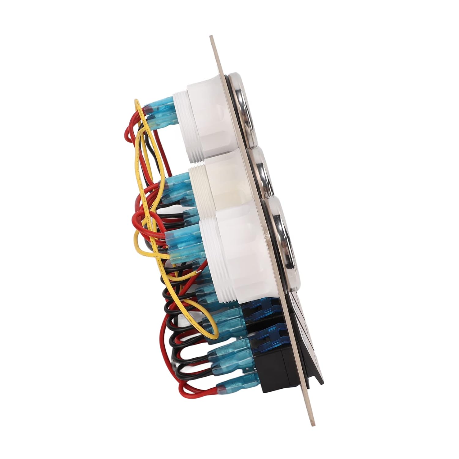 Rocker Panel 3 7 Gang, Toggle Control Panel with Blue Indicator, IP65 Aluminum Alloy Panel for 9 30V Cars Boats Yachts, Matte Gold Finish with Reinforced