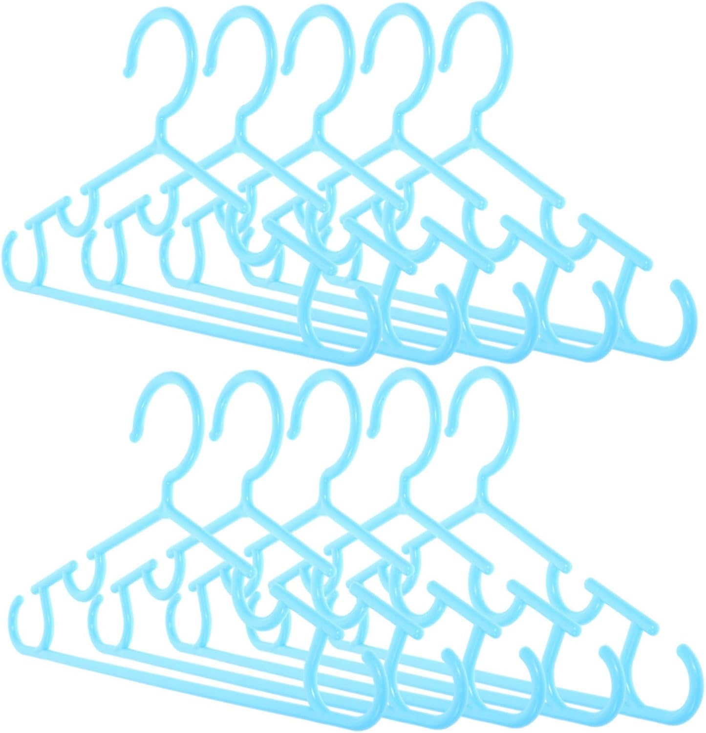 10pcs Plastic Boy Girl Clothes Hangers with Non Slip Notches, Blue