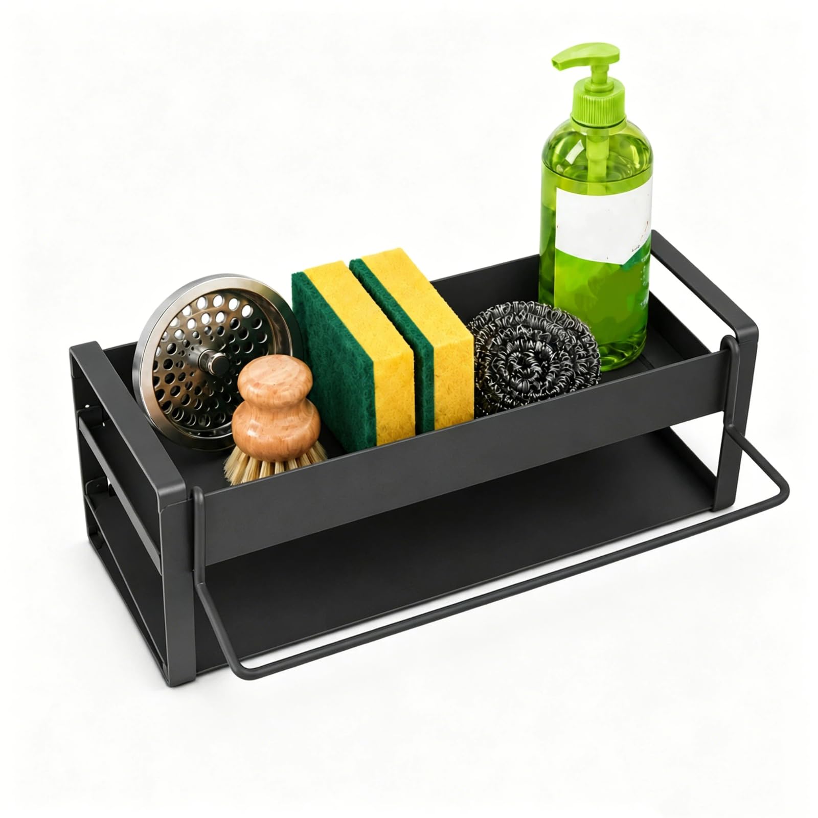 Hzhzzaoou Carbon Steel Sink Caddy, Sponge & Cloth Holder for Kitchen