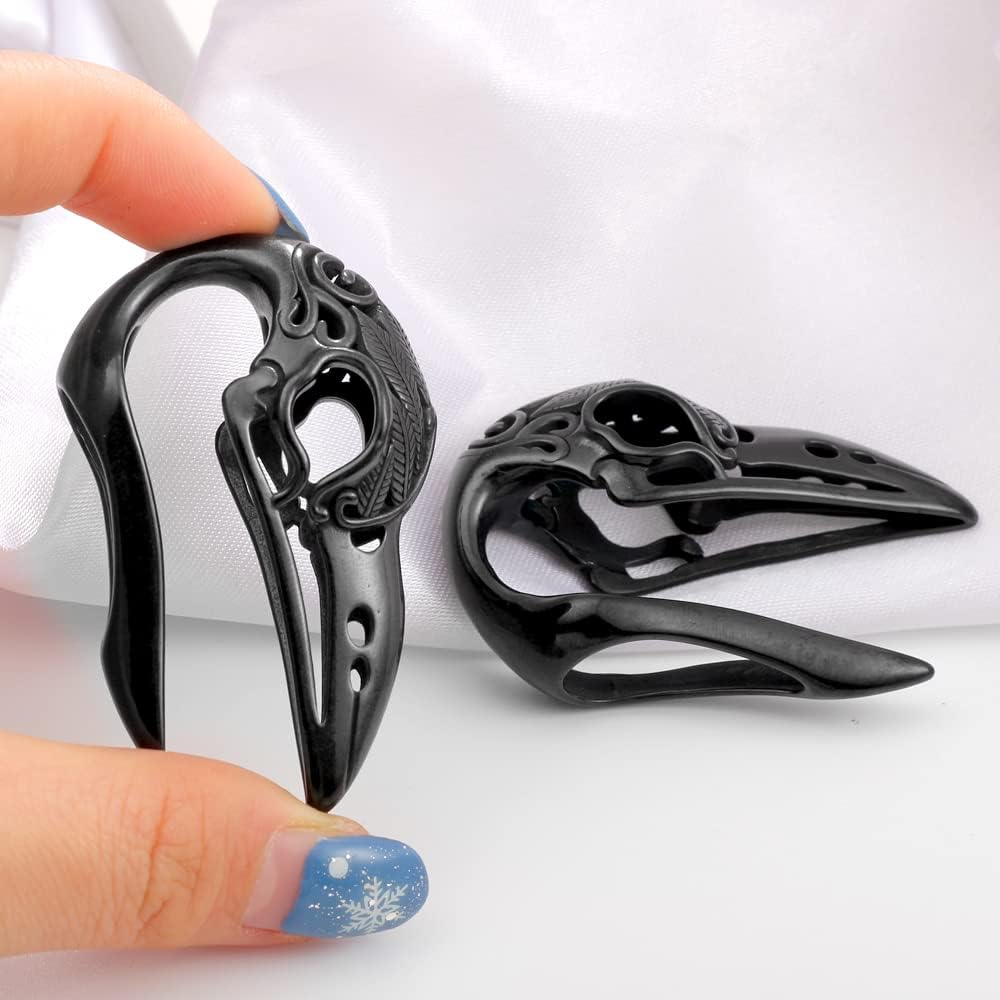 LADEMAYH 2Pcs Ear Weights for Stretched Ears Gauges Body Jewelry, Min. Fit 6g to 1 inch Stylish Heart, Hoop, Bird Stainless Steel Dangle Gauges for Ear Stretching Kit