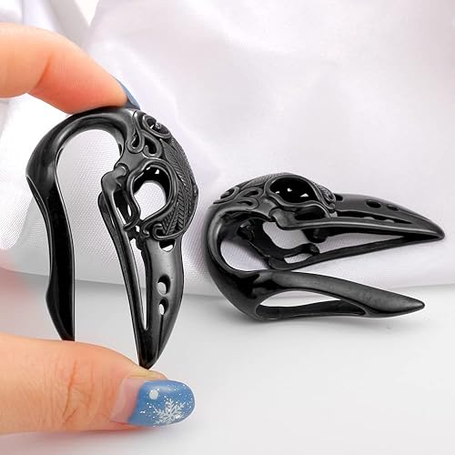Miniatura 3 de LADEMAYH 2 piezas pesas para orejas estiradas, joyería corporal, ajuste mínimo de calibre 6g a 1 pulgada con estilo de corazón, aro, pájaro de acero