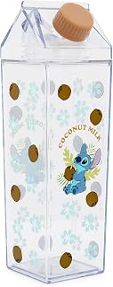 Silver Buffalo Disney Lilo and Stitch "Coconut Milk" Plastic Milk Carton Pitcher Bottle, 16.2 Ounces