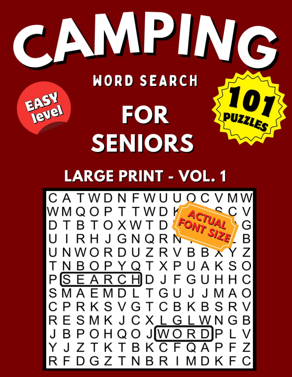 Camping Word Search: Large Print Easy Puzzles for Seniors