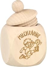 Spruchreif Milk tooth box, milk teeth, football, wooden container with screw lid made of maple wood, tooth box for children and tooth fairy gift for boys, diameter 6 x 4 cm