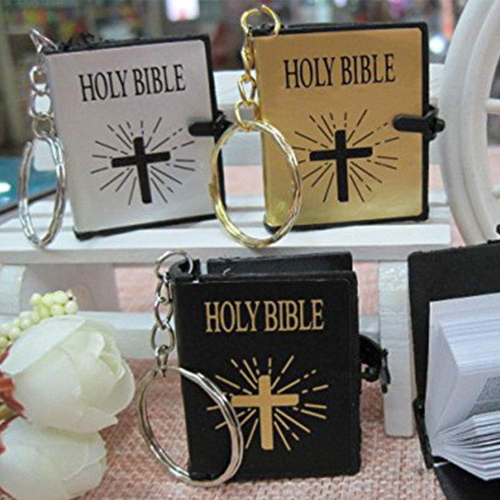 Freesooth Bible Keychain, 12 PCS Tiny Bible Mini Bibles for Kids Bulk Mini Bible Real Bible Key Chains Handbag Pendant Gift, with Magnifying Glass