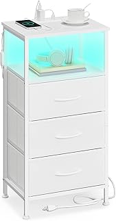 SONGMICS BELLAH Collection - Nightstand with Charging Station and App-Co...
