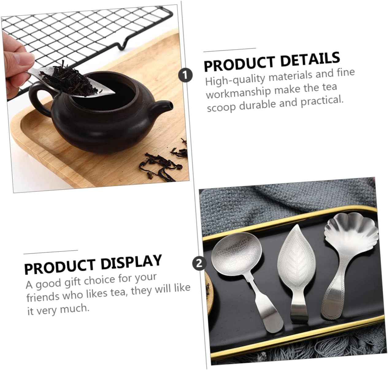 Ciieeo Stainless Steel Tea Scoop Practical Teaspoon for Home and Tea House Ergonomic Smooth Surface Teaware Spoon Accessories