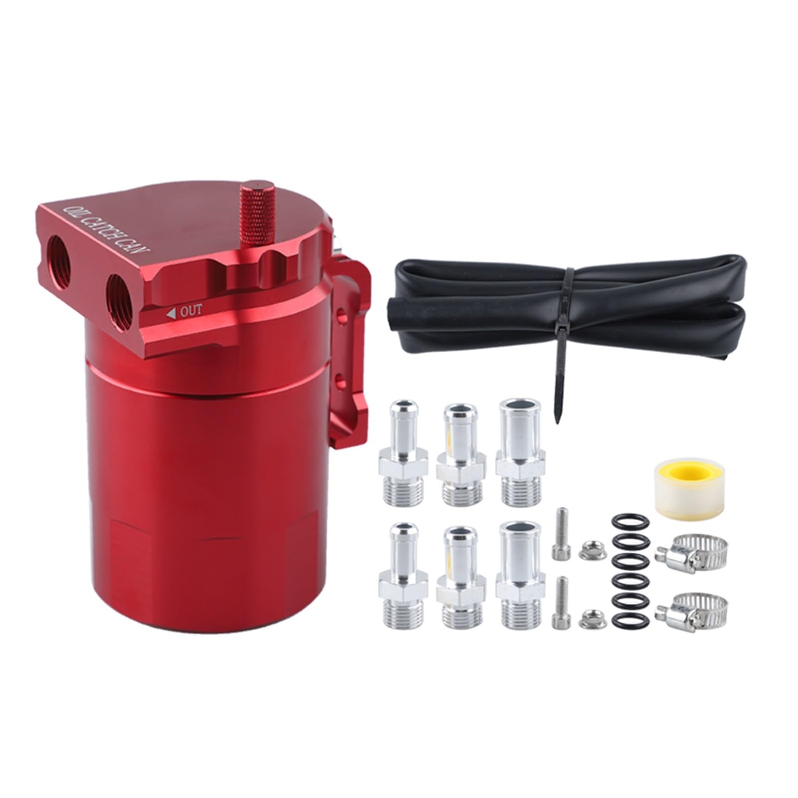 Tanque de combustible y aceite universal kit de aluminio de 300ml rojo coche 7