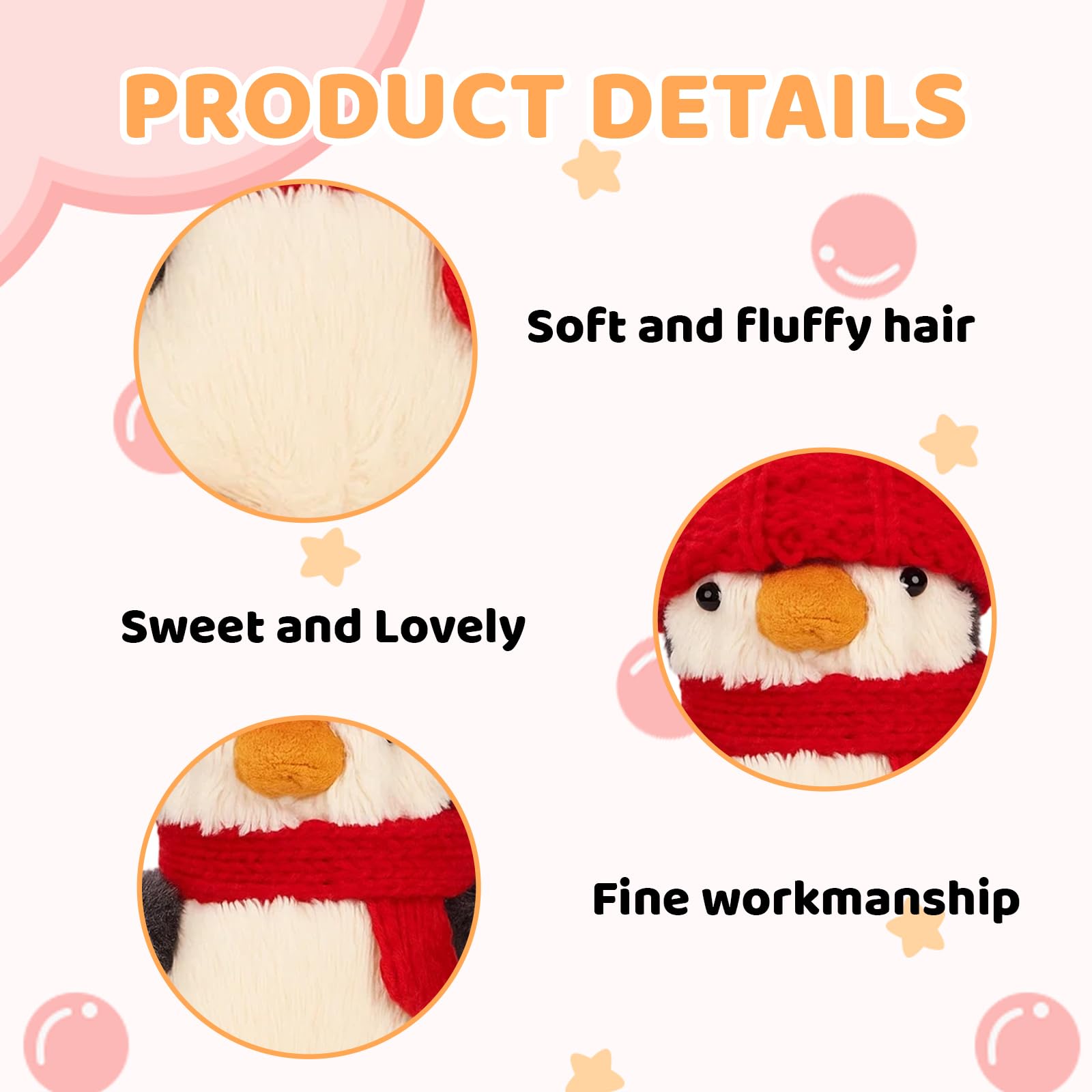WaaRiuQ 1 Penguin Plush, Adorable Hat-Wearing Penguin Teddy, 18 cm Soft Toy, for Kids and Adults Cuddly Penguins Toy - Image 3