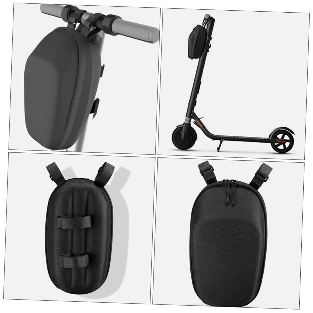 Borsa da Manubrio Eva Nera Capienza Grande per Bici e Scooter | Cerniera Scorrevole, Materiale Sicuro, Tracolla Inclusa, Versione 1 Pezzo