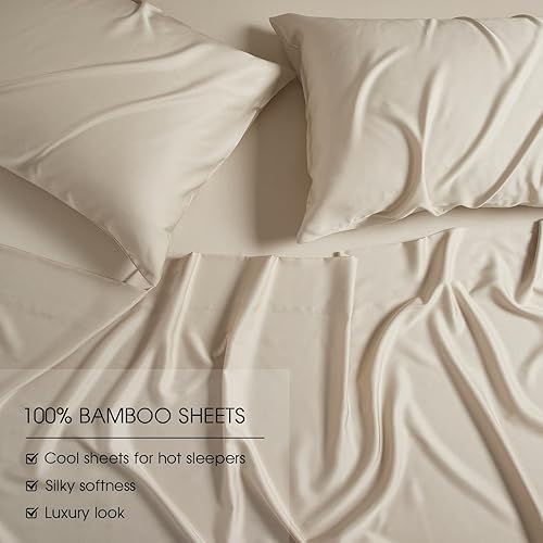 Miniatura 7 de HYPREST Juego de sábanas tamaño King  Rayón derivado del bambú, sábanas de bolsillo extra profundo para colchones de 18 a 24 pulgadas de grosor,