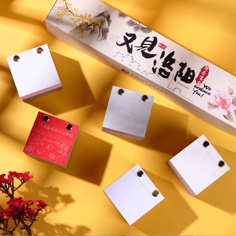 Buddhist Pagoda Tear-Off Notepad | Jiming Temple Laser-Carved Memo Cube | Zen Meditation Notebook for Desk Organization (Ming Dynasty Architecture)​ (Complete set (one each of 5 styles))
