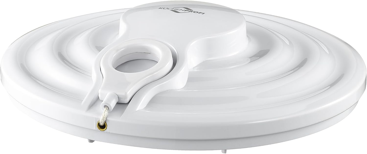 Küchenprofi Wave Salad Spinner with Pulley, Salad Bowl with Lid and Basket, Can be Dismantled for Easy Cleaning, High-Quality Plastic, Capacity 3.25 L, Diameter 24 cm, White