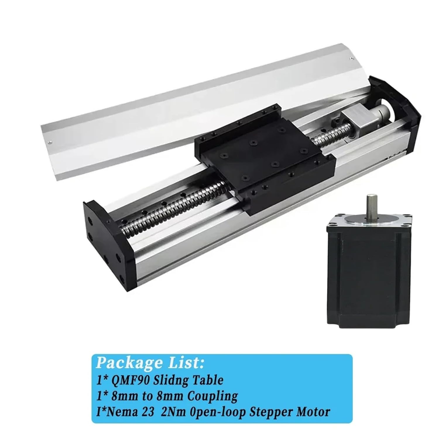 90mm Width Fully Enclosed Linear Rail Guide Stage Dust Cover Linear Actuator SFU1605 Ballscrew XYZ Axis CNC Slide Table 57 Motor(3Nm Motor Drive)