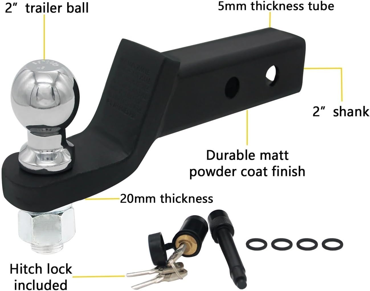 Sale Hitch Pin Clip Fits 2-Inch Receiver & Trailer Hitch Ball Mount With 2" Trailer Ball Come With Black Steel Hitch Lock