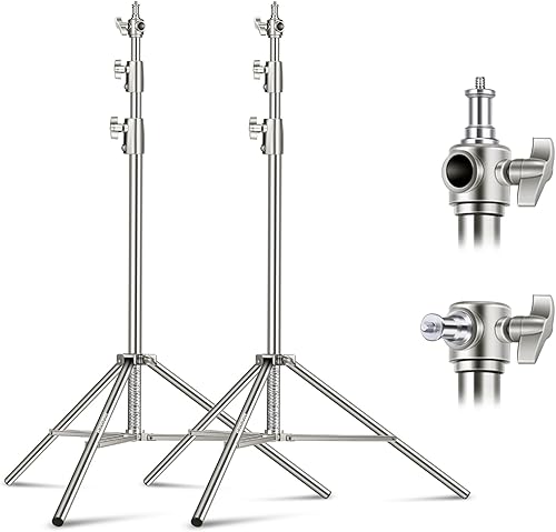 Miniatura 13 de NEEWER Kit de 2 soportes para luz, 200 cm/79 pulgadas, soporte de trípode resistente de acero inoxidable con adaptador de 1/4" a 3/8" para Softbox