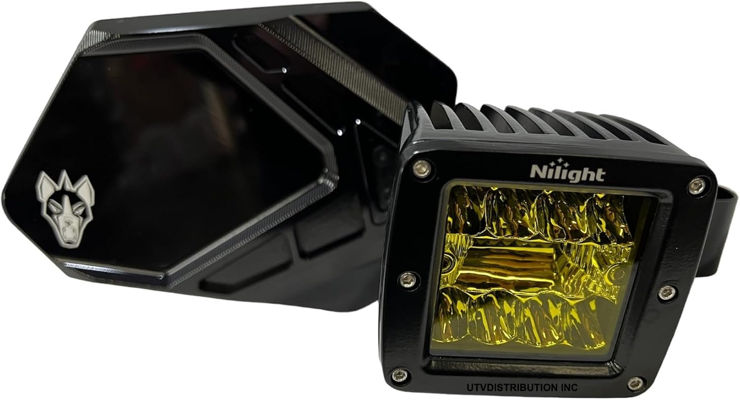 Chupacabra Offroad Cuero Pro UTV Mirrors With LED Lights (set of 2) Black (CHUP-Black-1-3/4"-Yellow)