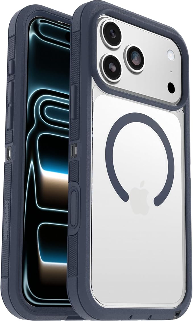 Otterbox Defender Series Pro XT Clear MagSafe Funda para iPhone 17 Pro MAX, Resistente a Golpes y caídas, Ultra-Rugerizada, Testada 7X con estándares Militares anticaídas, Transparente/Azul