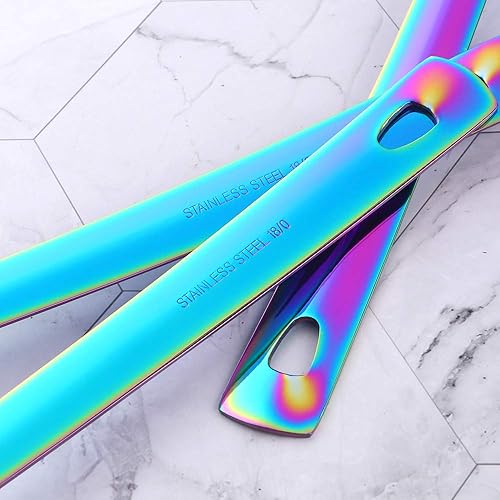 Miniatura 5 de QIBOORUN - Juego de utensilios de cocina de acero inoxidable, 8 utensilios de cocina, coloridos chapados en titanio, utensilios de cocina, palas