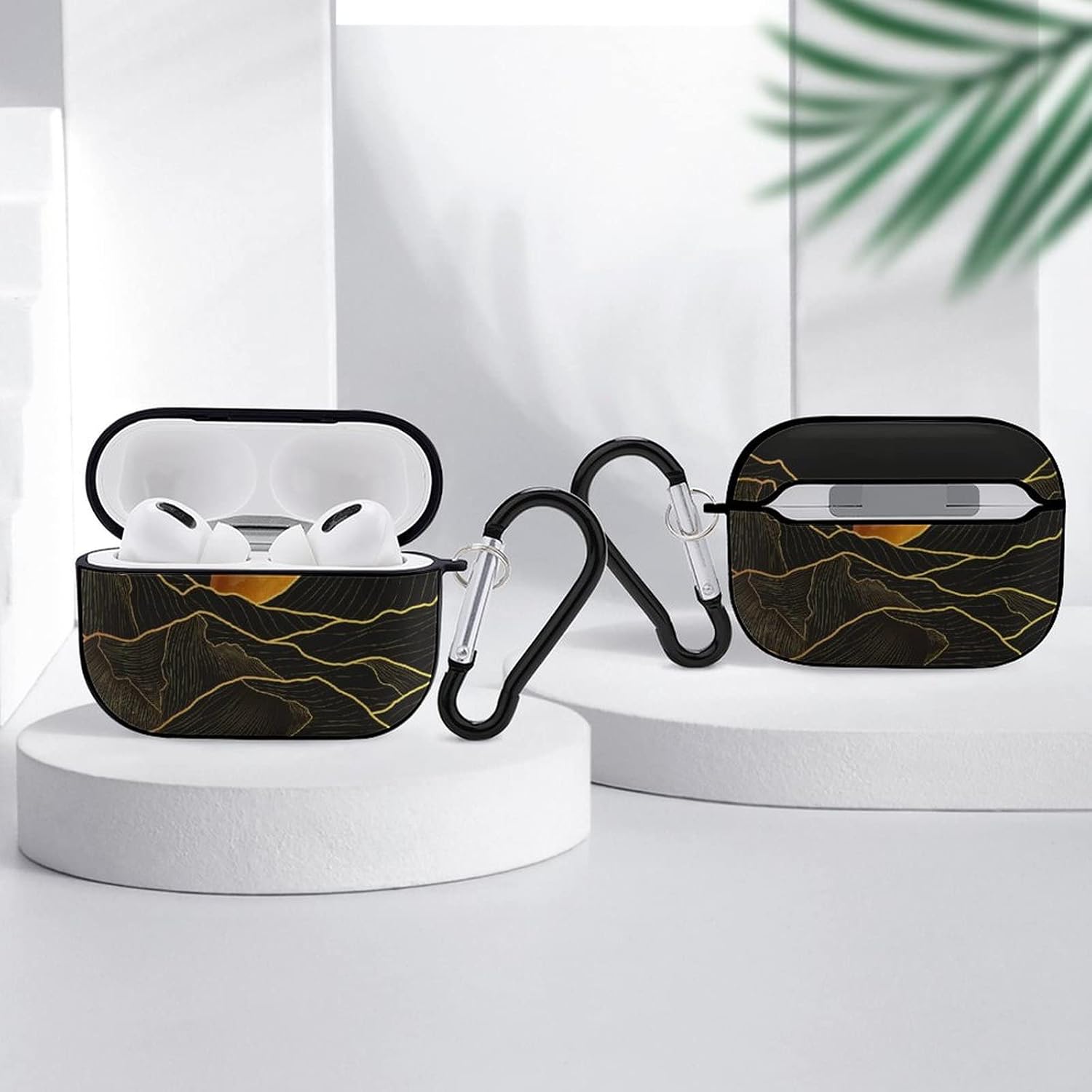 Mountain Line Art Print Case Cover for AirPods Pro Case 2nd/1st Generation with Key Chain Full Protective Durable Shockproof Wireless Headphone Case PC Hard image 4