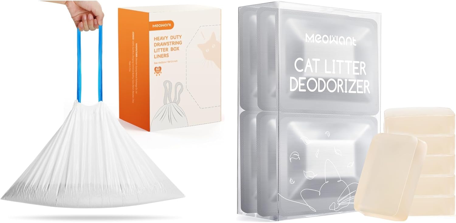 MeoWant Cat Litter Box Liners & MeoWant Pet Odor Eliminator