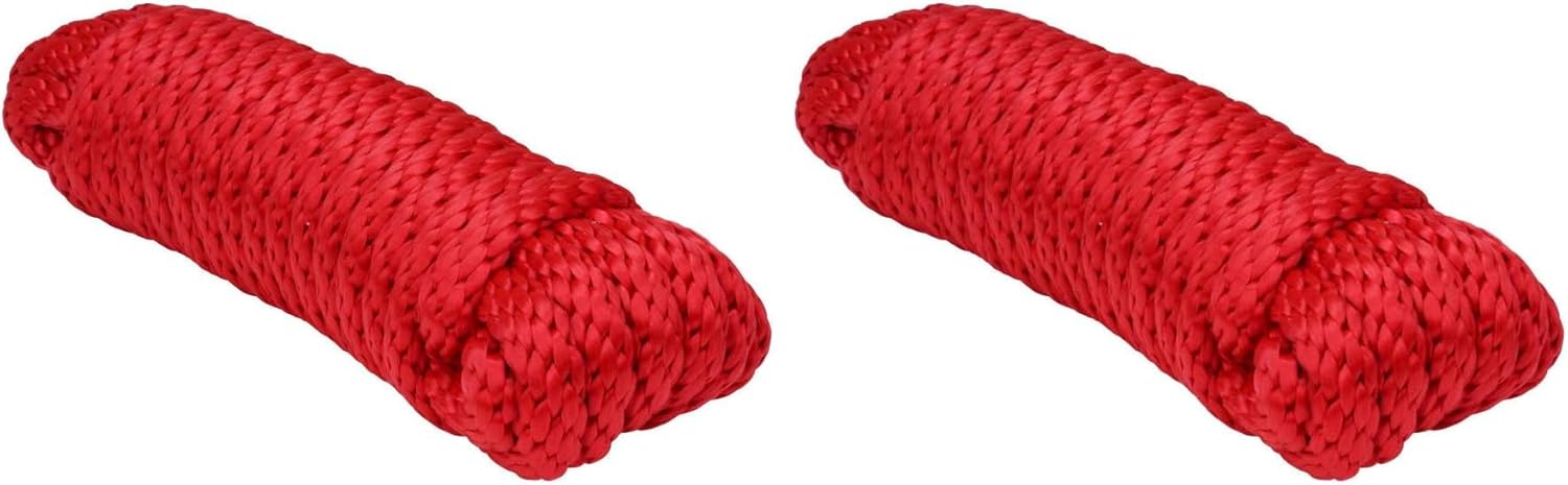 Extreme Max 3008.0129 Solid Braid MFP Utility Rope - 1/2" x 100', Red (Pack of 2)