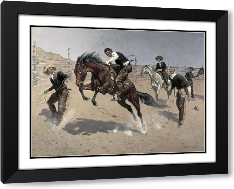 Remington, Frederic 24x20 Gold Ornate Frame and Double Matted Museum Art Print Titled Turn Him Loose, Bill
