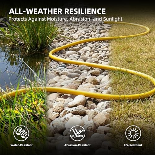 100FT 10 Gauge Outdoor Extension Cord with Multiple Outlets, Heavy Duty Waterproof 3 Prong Power Cord with Lighted 3-Outlets, 15A 1875W Yellow Extension Cord for Garage, Garden, Jobsite, ETL Listed by islewire - Image 4