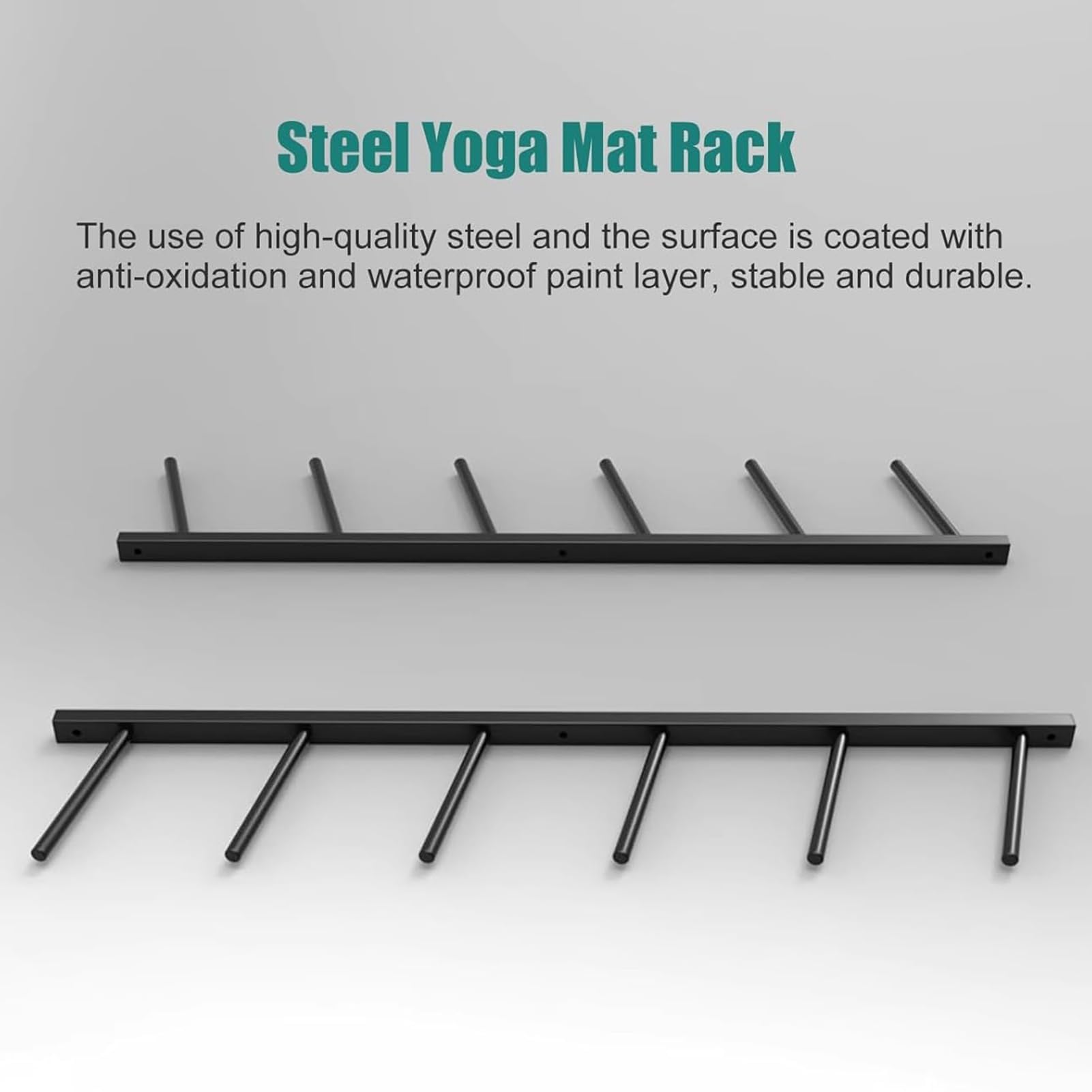 Soporte de pared para esterilla de yoga, estante de almacenamiento resistente para toallas y rodillo de espuma, organizador independiente de 2 capas para ahorrar espacio