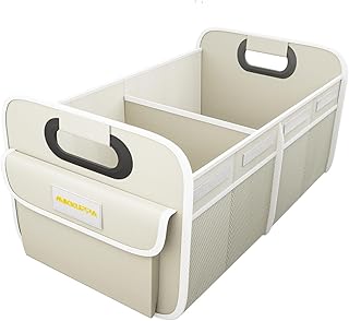 MIKKUPPA Car Trunk Organizer - 70L Collapsible Trunk Organizer for Groceries, Car Storage Organizers for SUV Auto Truck Van with Non Slip Bottom (White)