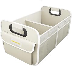 MIKKUPPA Car Trunk Organizer - 70L Collapsible Trunk Organizer for Groceries, Car Storage Organizers for SUV Auto Truck Van with Non Slip Bottom (White)