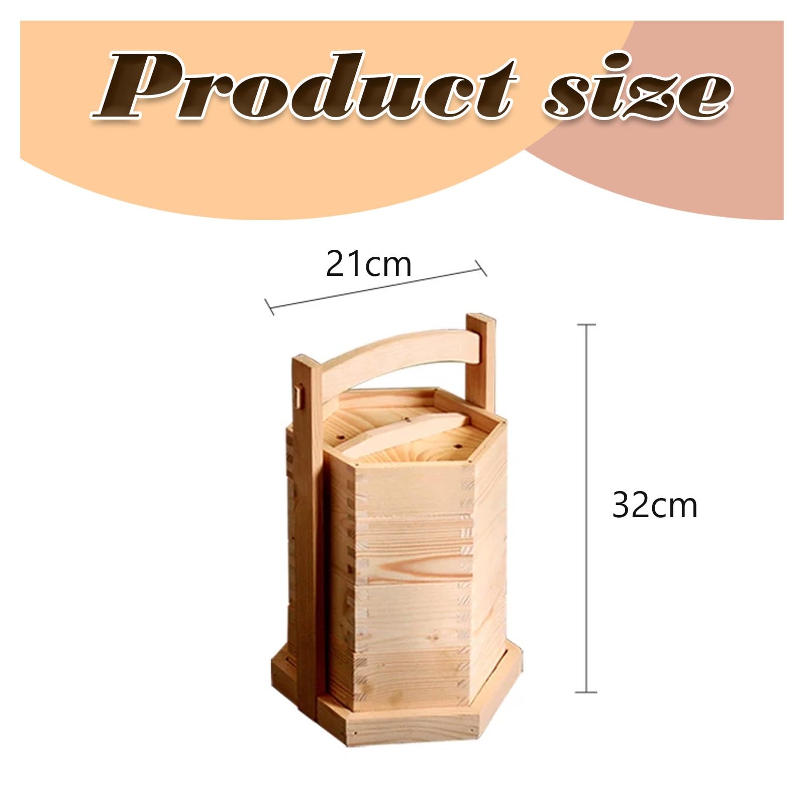 Cesta de hecha a mano con tapa, vaporizador de madera portátil de 3 niveles, vaporizador chino de bola de masa, for arroz y verduras Dim Sum