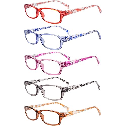 5 Pack Reading Glasses For Women Blue Light Blocking Readers 0.0-6.0