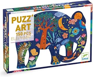 DJECO ジグソーパズル 動物 アートパズル ゾウ 6歳 小学生 子供 インテリア ジェコ パズアート エレファント 150ピース(DJ07652) | パズル,キッズ,男の子,女の子,プレゼント,ギフト,誕生日,クリスマス,脳トレ,入学祝い,入園祝い,知育玩具,おもちゃ,モンテッソーリ