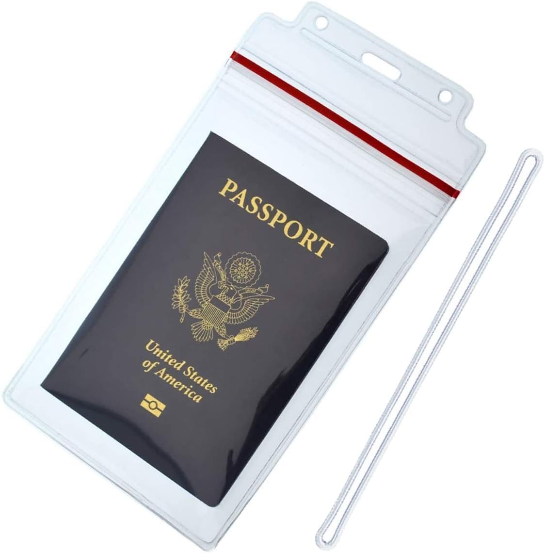 Bulk 25 Pack - Large Luggage Tags - Clear 4x6 Heavy Duty Cruise Ship I'd Tag/Golf Bag Travel Document Holder with 9" Plastic Loop - Waterproof Immunization Card Zip Pouch for Backpack by Specialist ID