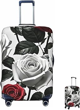 Luggage Cover 65-95CM Elastic Suitcase Cover Protector Black White and Red Roses Luggage Covers Anti-Scratch Washable Carry On Suitcase Protector Decoraitve Covers L