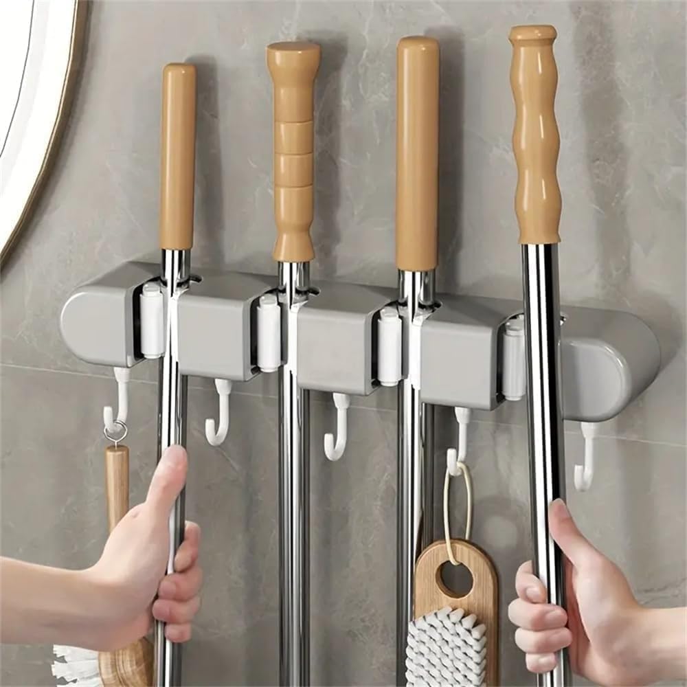 1pc Multifunctional combination mop rack, Mop And Broom Holder, Wall Mounted Organizer, Mop Broom And Tool Storage Rack-picture-11