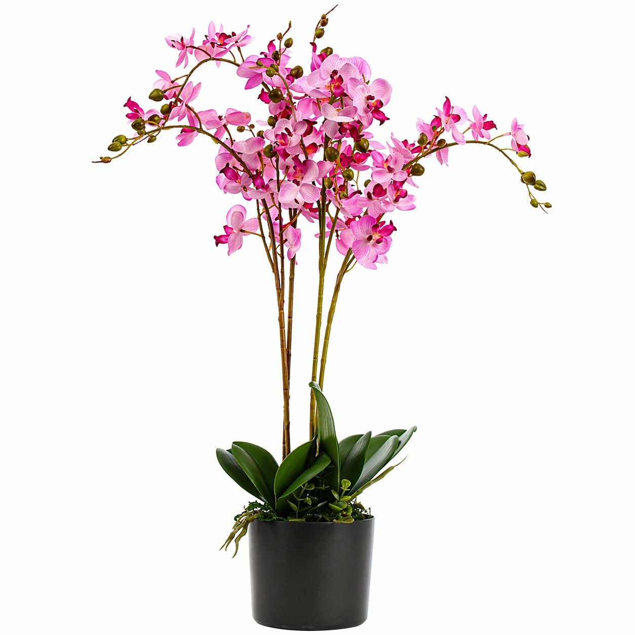 Leaf Pink Orchid Artificial Plant 60cm 3 Stems
