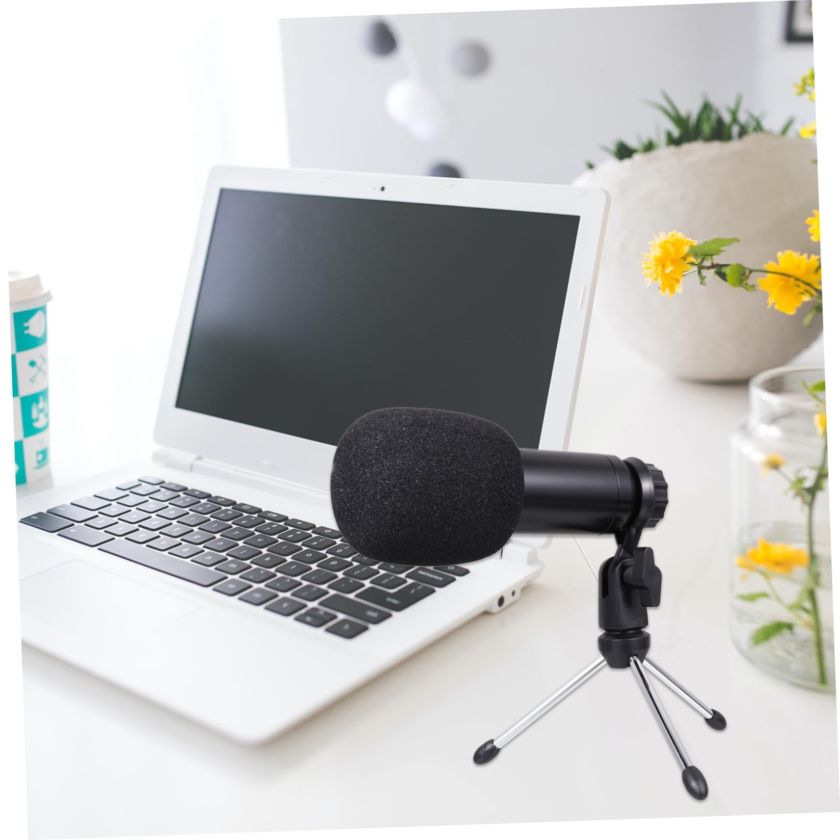 ibasenice USB Kondensatormikrofon Satz 1 Satz mit Stativ für Aufnahmen | Schwarz, Kunststoffgehäuse, für Musikdarbietung und Aufnahme, Breite Frequenzantwort