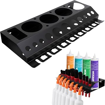 Wall Mounted Spray Bottle and Detailing Brush Holder, Garage Spray Bottle Rack and Wall Mount Tool Organizer for Car Detailing, Auto Detailing Bottle Holder