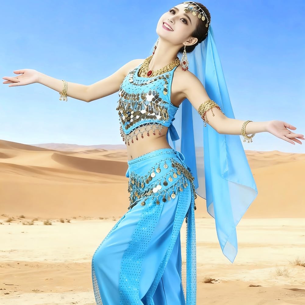 Chiffon Belly Dance Harem Pants Arabic Halloween Lantern Shiny Sequins Pants Fancy Pants Bloomers Trousers for Dancing Women