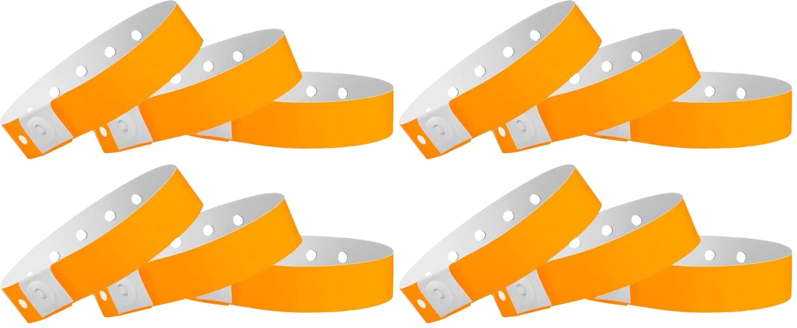 100 WristCo Neon Orange Plastic Wristbands for Events – Extended Wear, Secure Snap Prevents Reuse – Premium-Grade Bracelets for Hospital &amp; Medical ID, Party &amp; VIP Identification (Pack of 4)